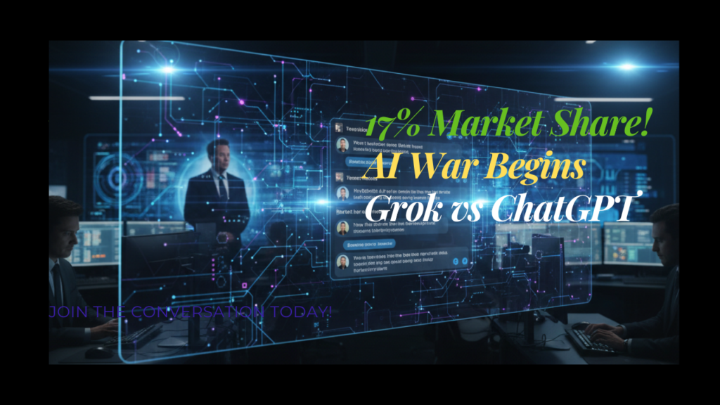 Elon Musk Grok AI chatbot gaining US market share amid controversy