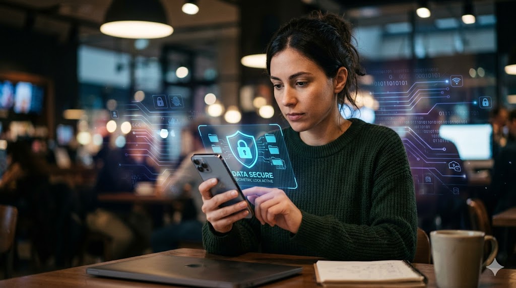 Personal data safety and AI privacy concept